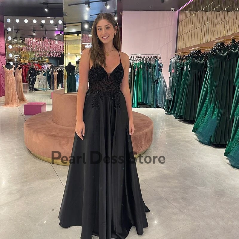 Black Stained A-Line Party Dress Elegant Fine Shoulder Strap Side Split Evening Dress Special Occasion Dress Vestidos De Noche
Black Stained A-Line Party Dress Elegant Fine Shoulder Strap Side Split Evening Dress Special Occasion Dress Vestidos De Noche
