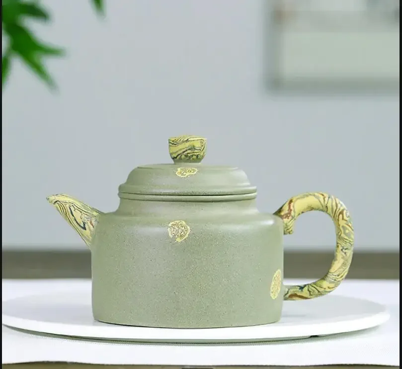 

300ml Green Teapot Handmade Teapot Yixing Purple Clay Teapots Coffee Table Tea Making Tool Kettle Tea Maker Teaware Tea Kettle