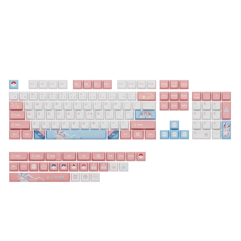 

Sylveon of Pokemon 104+26 XDA-like Profile Keycap Set Cherry MX PBT Dye-subbed for Mechanical Gaming Keyboard