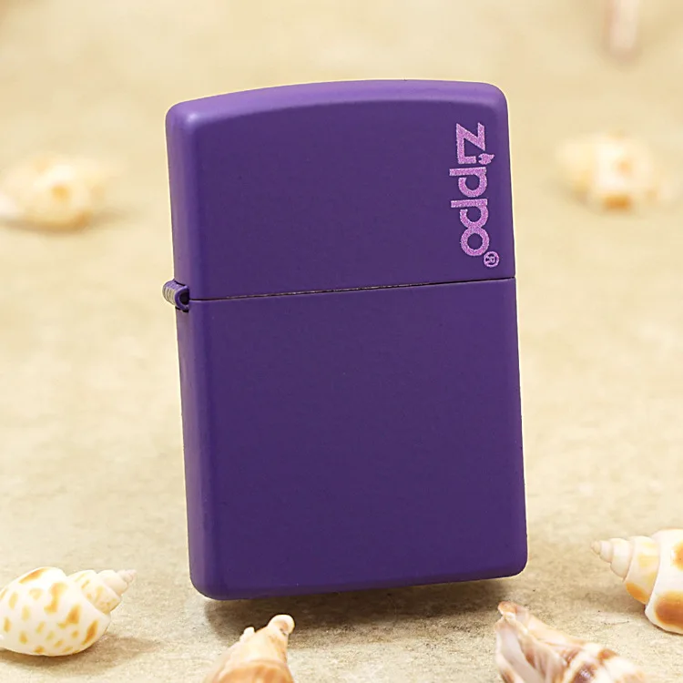 

Genuine Zippo Purple matte paint oil lighter copper windproof cigarette Kerosene lighters Gift with anti-counterfeiting code