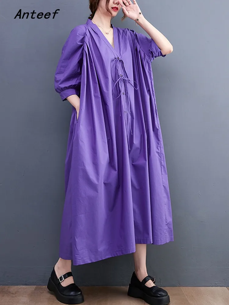 Anteef short sleeve oversized cotton vintage dresses for women casual loose long summer shirt dress elegant clothing 2023
Anteef short sleeve oversized cotton vintage dresses for women casual loose long summer shirt dress elegant clothing 2023