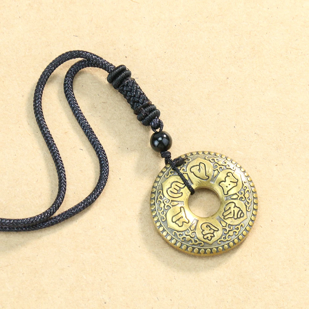Vintage Pure Copper Round Hollow Buddhist Pendant Six-character Mantra Daming Mantra Necklace for Men Women Amulet Jewelry Gifts
Vintage Pure Copper Round Hollow Buddhist Pendant Six-character Mantra Daming Mantra Necklace for Men Women Amulet Jewelry Gifts