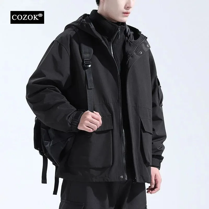 Cozok Winter Jackets for Men New Three-in-one Detachable Large Size Plus Velvet and Thickened Autumn and Winter Casual Male Coat 
Cozok Winter Jackets for Men New Three-in-one Detachable Large Size Plus Velvet and Thickened Autumn and Winter Casual Male Coat