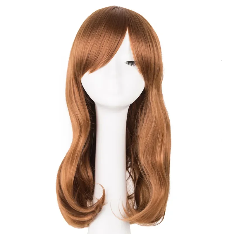 

Synthetic Heat Resistant Medium Yellow Blonde Wavy Wig Inclined Bangs Hair Costume Cosplay Carnival Halloween Hairpiece