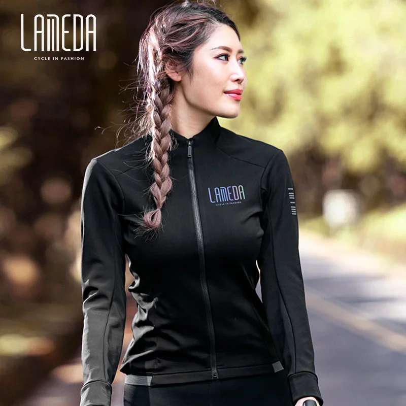 

LAMEDA Cycling Jersey 0-10℃ Warm Fleece Women's Bicycle Coat Winter Windproof Long Sleeves MTB Road Bike Top Clothing