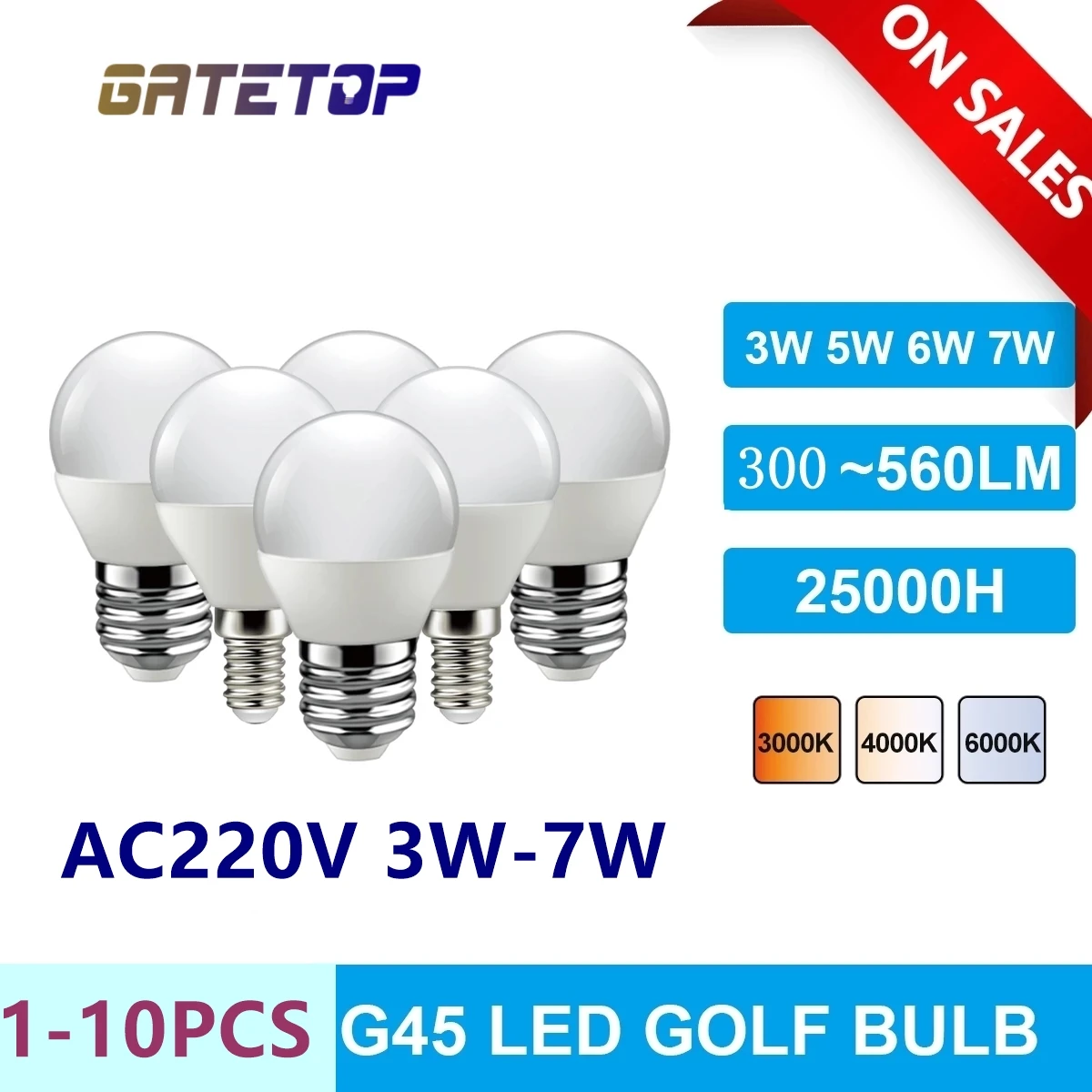 

LED Mini bulb G45 3W-7W E14 E27 B22 220V -240V High lumen no strobe warm white light suitable for kitchen toilet down light