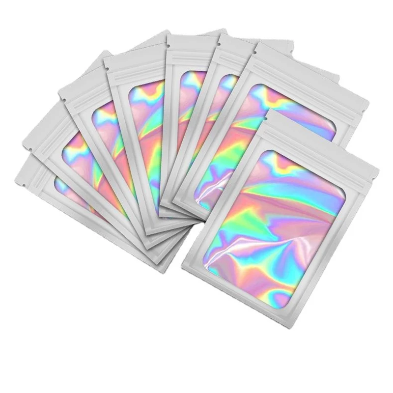 10 Pc Holographic Packaging Pouch Bag With Clear Window For Food Translucent Smell Proof Mylar Bags Resealable Odor Proof Bags
10 Pc Holographic Packaging Pouch Bag With Clear Window For Food Translucent Smell Proof Mylar Bags Resealable Odor Proof Bags