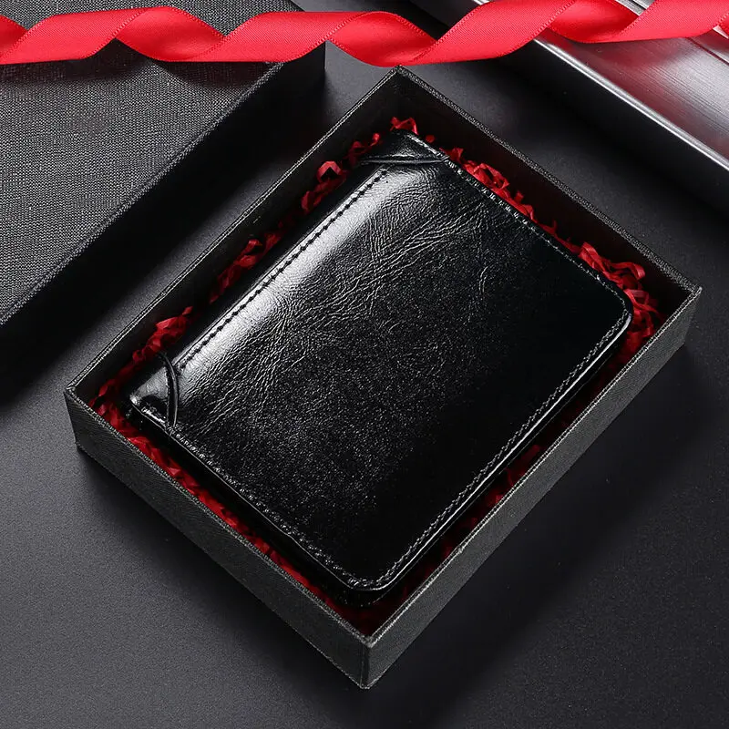 New Male Genuine Leather Wallets Credit Business Card Holders Vintage Brown Cowhide Wallet Purses High Quality Oil Wax
New Male Genuine Leather Wallets Credit Business Card Holders Vintage Brown Cowhide Wallet Purses High Quality Oil Wax