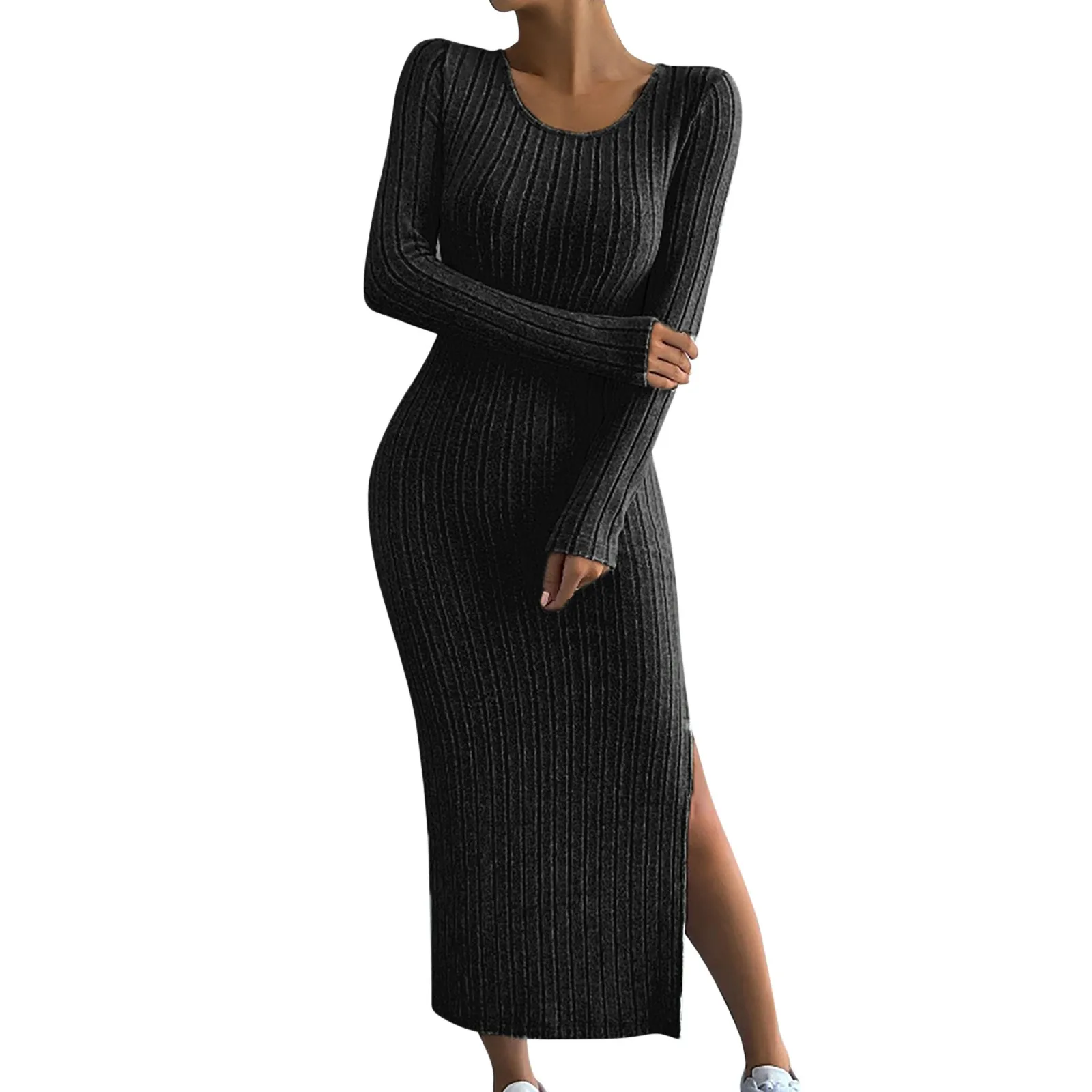 Women's Knitted Dress Long Slit Bodycon Long Dress With Scoop Neck Low Neck Dress Vestido Pleated Ruffles
Women's Knitted Dress Long Slit Bodycon Long Dress With Scoop Neck Low Neck Dress Vestido Pleated Ruffles