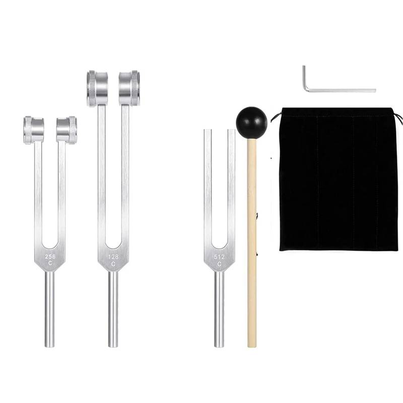 

2X (128Hz, 256Hz, 512Hz)Tuning Fork Set, Tuning Forks With Reflex Hammer For Chakra/Healing/Sound Therapy/DNA Repair