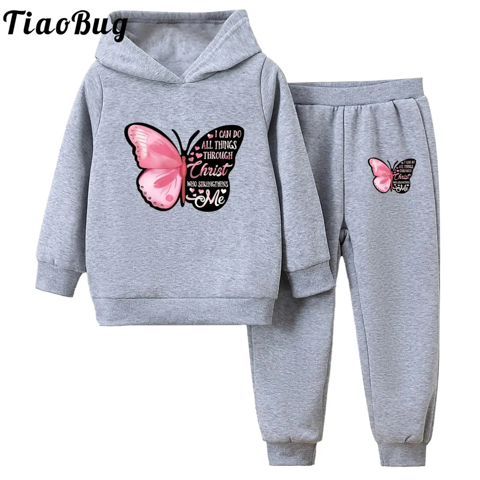 Kids Girls Cute Butterfly Print Two-piece Tracksuit Casual Fleece-Lined Sports Set Long Sleeve Hoodie with Sweatpants for Sports
Kids Girls Cute Butterfly Print Two-piece Tracksuit Casual Fleece-Lined Sports Set Long Sleeve Hoodie with Sweatpants for Sports