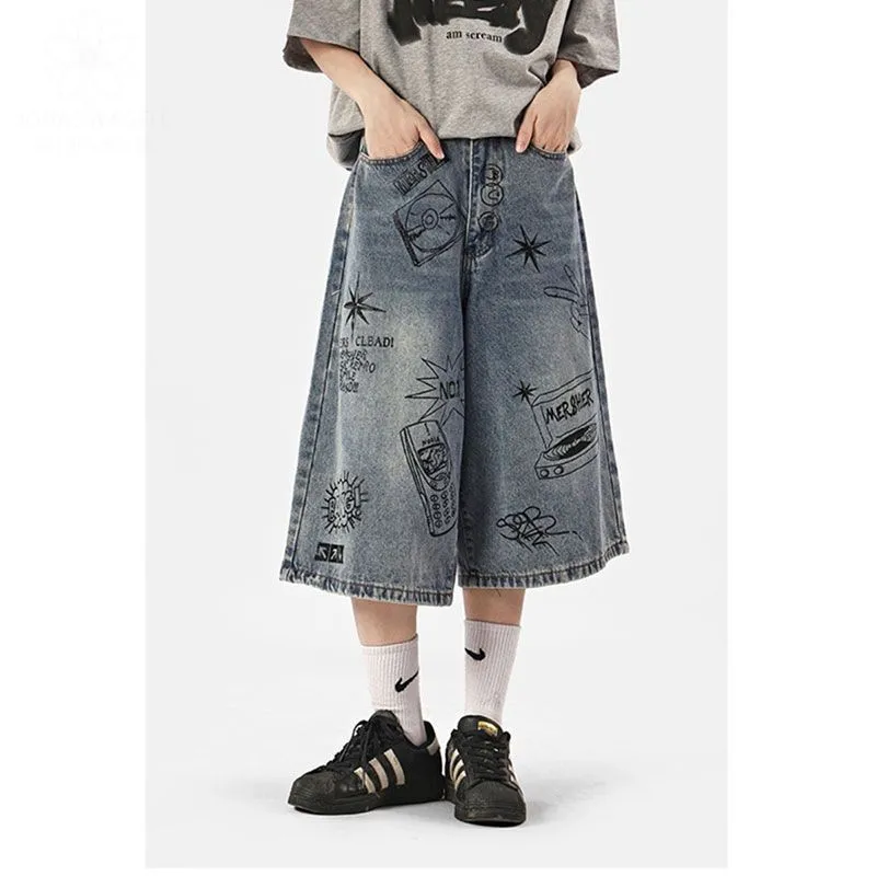 2023 New Arrival Summer Korean Style Women Print Cotton Denim Knee Length Jeans Button Fly Waist Loose Wide Leg Pants D396
2023 New Arrival Summer Korean Style Women Print Cotton Denim Knee Length Jeans Button Fly Waist Loose Wide Leg Pants D396