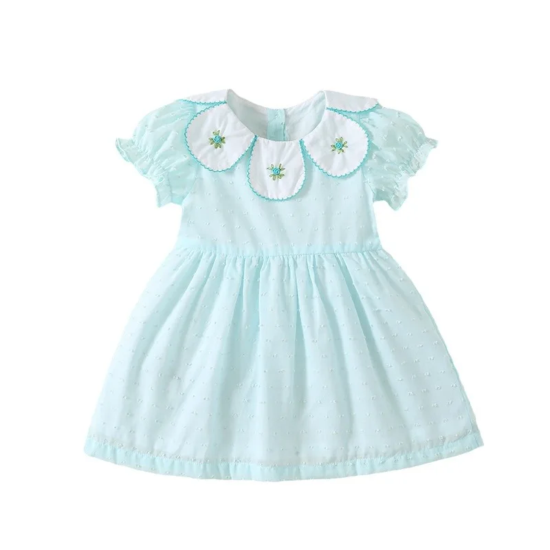 

ICJAEHAO Smocking Dress For Baby Girls Summer Newborns Princess Embroidery Clothes Floral Vintage Cotton Green Costumes Outfits