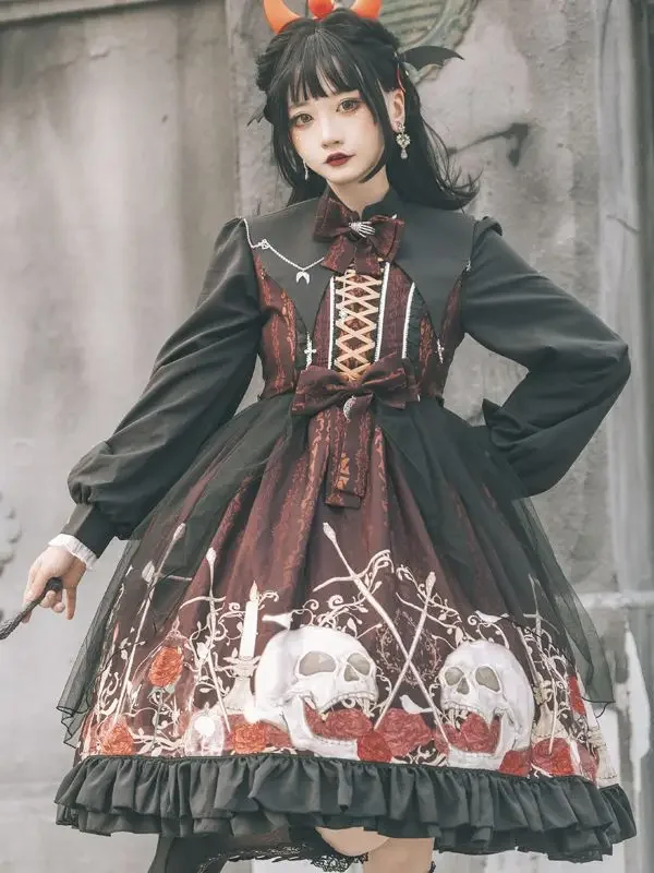 NONSAR Original Halloween Cute Gothic Lolita Dress Women Long Sleeve Bow Cross OP Dress
NONSAR Original Halloween Cute Gothic Lolita Dress Women Long Sleeve Bow Cross OP Dress