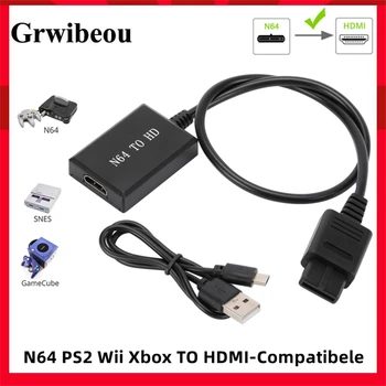 N64 PS2 Wii Xbox to HDMI 호환 컨버터 어댑터, 풀 HD 1080P N64, PS2, Wii, Xbox to HDMI 케이블 플러그, 닌텐도