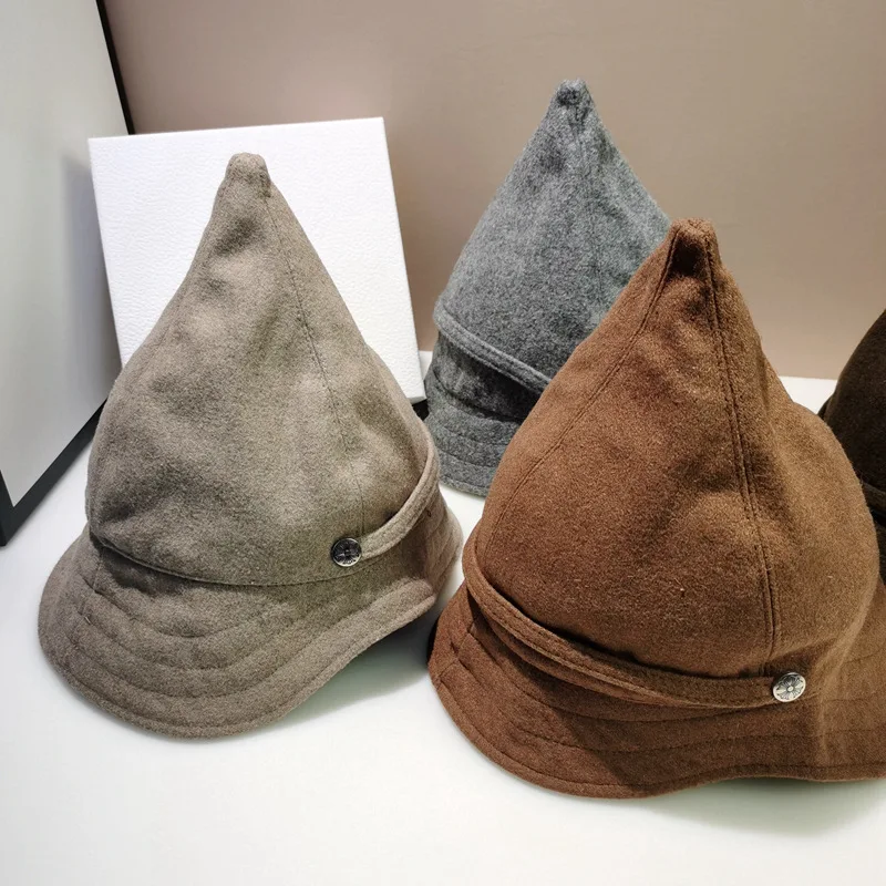 Hat Winter warm Bucket Hat For Women Pointed Basin hat Halloween Woolen Wizard Knitting Fisherman Hat
Hat Winter warm Bucket Hat For Women Pointed Basin hat Halloween Woolen Wizard Knitting Fisherman Hat