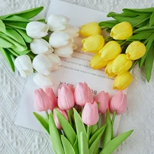 10PCS Tulips Flowers Artificial Tulip Bouquet PE Foam Fake Flower for Wedding Decoration Mother Day Gifts Home Garden Decor