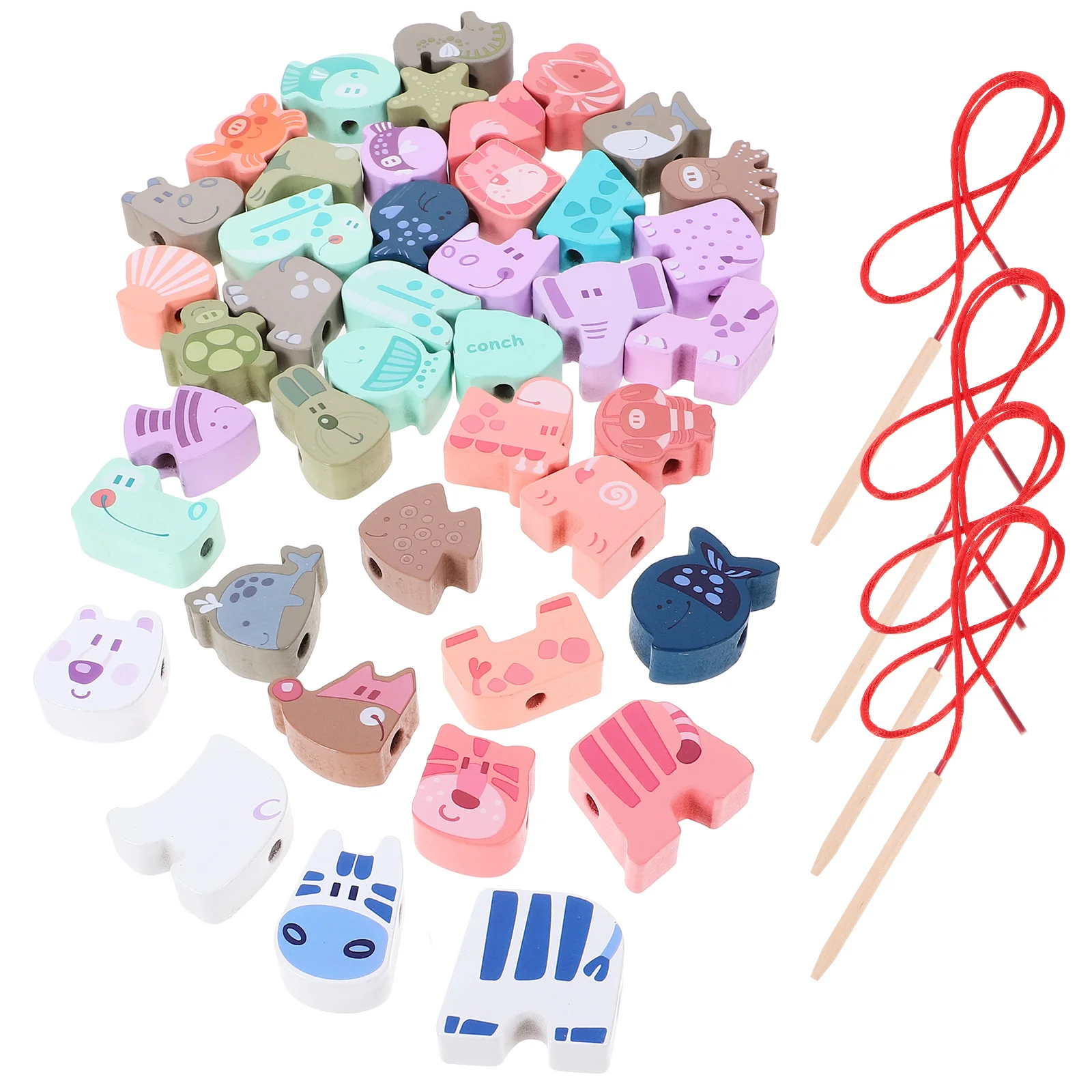

1 Set Montessori Education Wooden Lacing Beads Toys for Toddler Preschool Threading Toys