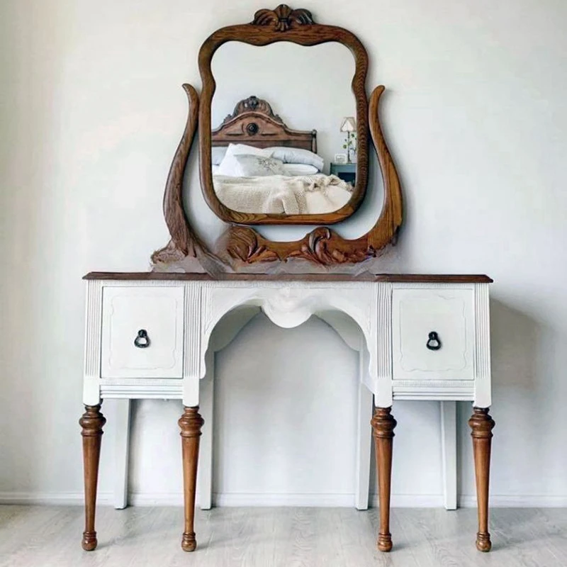 

French vintage dresser, European neo-classical, high-end mini makeup table, American country bedroom, simple dressing table