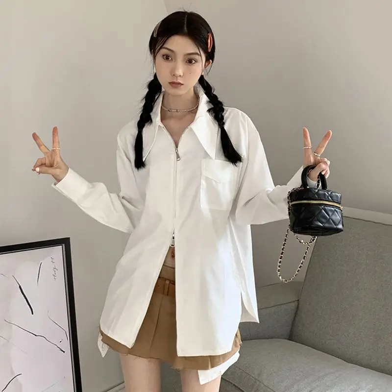French Double Zipper Women Shirts POLO Neck Long-sleeved Solid Color Blouse Spring and Autumn Basics Daily Bottoming Tops Female
French Double Zipper Women Shirts POLO Neck Long-sleeved Solid Color Blouse Spring and Autumn Basics Daily Bottoming Tops Female