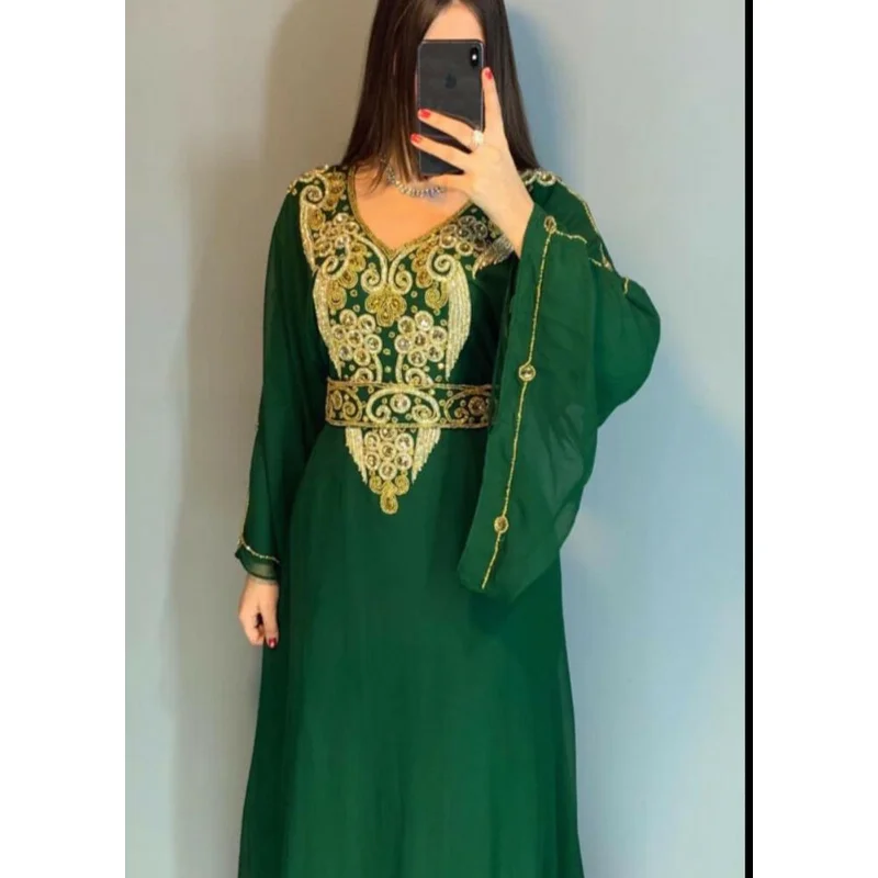 Green African Clothing Morocco Formal Beaded Farasa Dress Abaya Women's Dubai Long Shirt European and American Fashion Trends
Green African Clothing Morocco Formal Beaded Farasa Dress Abaya Women's Dubai Long Shirt European and American Fashion Trends