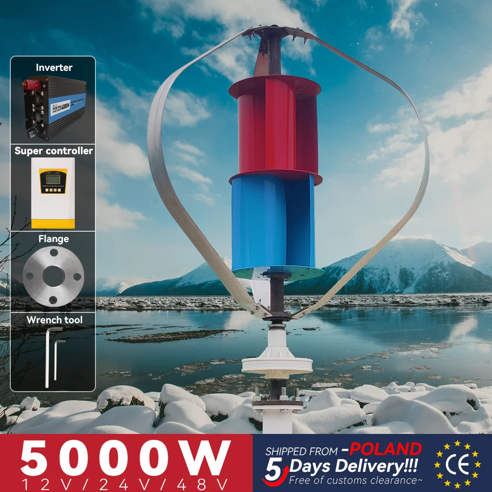 Dynamo Vertical Axis Wind Turbine 5000w Generator 12v 24v 48v Optional MPPT Hybrid Charge Controller Off Grid System
Dynamo Vertical Axis Wind Turbine 5000w Generator 12v 24v 48v Optional MPPT Hybrid Charge Controller Off Grid System
