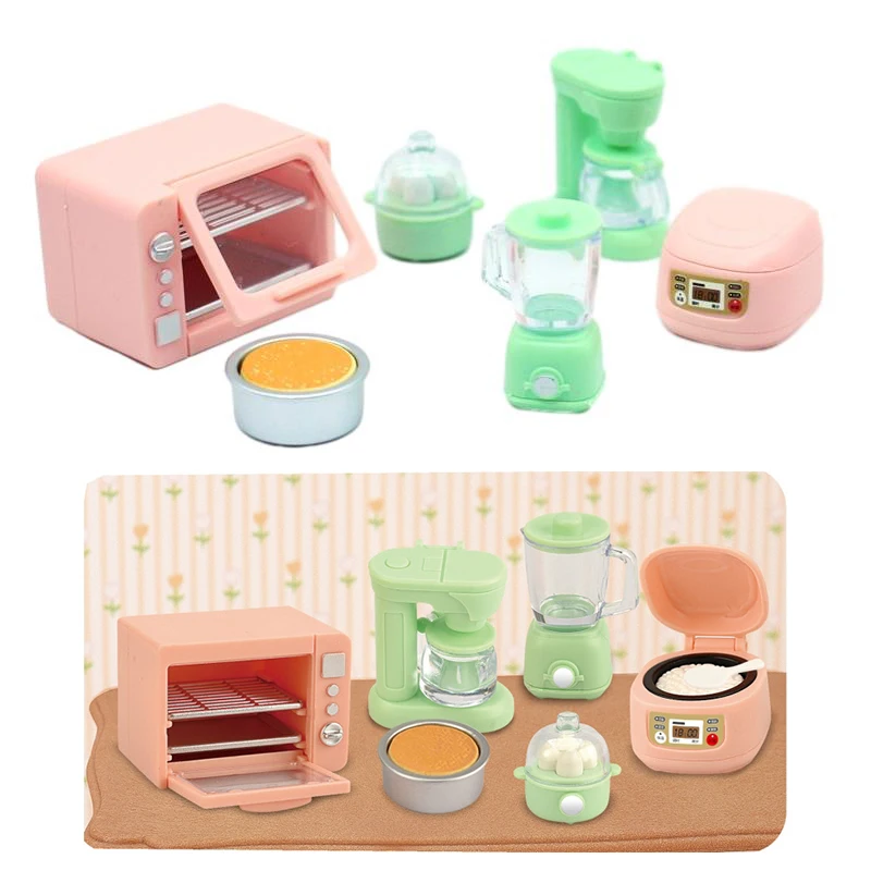 

1Set 1:12 Dollhouse Miniature Rice Cooker Microwave Oven Juicer Egg Steamer Kitchen Supplies Model Decor Toy Doll House Accessor