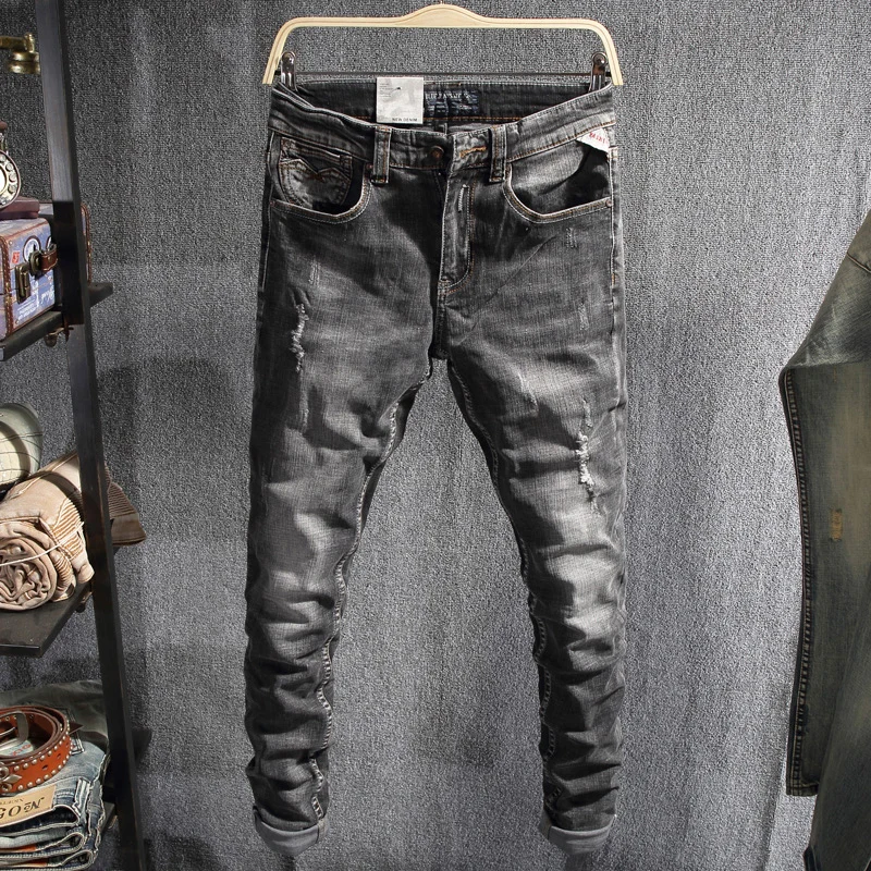 Newly Fashion Vintage Men Jeans Retro Black Gray Stretch Slim Ripped Jeans Men Hole Trousers Designer Casual Denim Pants Hombre
Newly Fashion Vintage Men Jeans Retro Black Gray Stretch Slim Ripped Jeans Men Hole Trousers Designer Casual Denim Pants Hombre