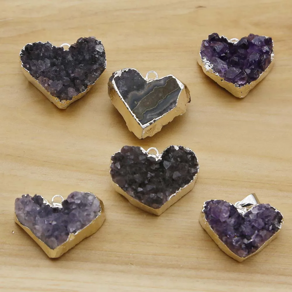 Natural Amethyst Silver Edged Heart Pendant Exquisite Fashion Necklace Reiki Charm DIY Jewelry Accessories Making Wholesale 5Pcs
Natural Amethyst Silver Edged Heart Pendant Exquisite Fashion Necklace Reiki Charm DIY Jewelry Accessories Making Wholesale 5Pcs