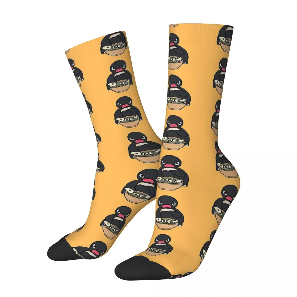 

I Draw Sulking Penguin With His Meal Meme Angery Pingu Unisex Winter Socks Windproof Happy Socks Street Style Crazy Sock