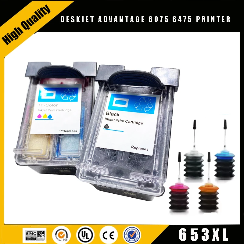 Einkshop 653XL Refillable Ciss Replacement for HP 653 for hp653 Ink Cartridge for Deskjet Ink Advantage 6075 6475
Einkshop 653XL Refillable Ciss Replacement for HP 653 for hp653 Ink Cartridge for Deskjet Ink Advantage 6075 6475