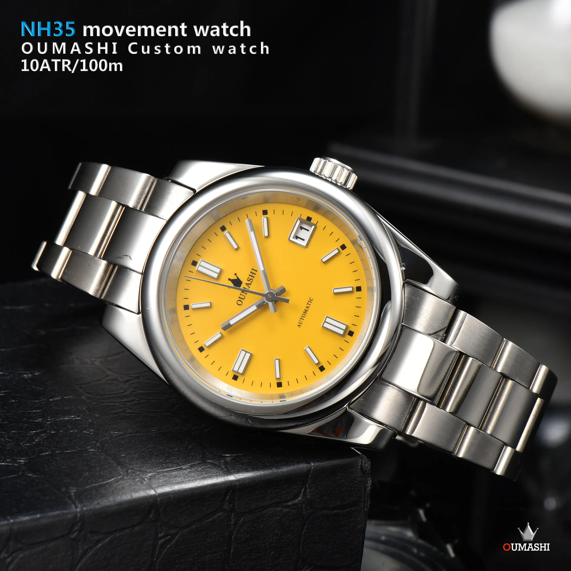 OUMASHI 39mm men's watch NH35 silver strap sapphire crystal luminous dial automatic silver waterproof 100m aseptic watch yellow
OUMASHI 39mm men's watch NH35 silver strap sapphire crystal luminous dial automatic silver waterproof 100m aseptic watch yellow