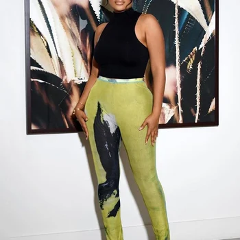 Descubra a Saia Falsa Versátil: Um Toque de Elegância para Todos os Estilos 8 Kliou Mesh Tie Dye Print Aesthetic Pants Women Fashion Mid Waist Body-Shaping Micro Flared Trousers Street Attirewear Bottoms