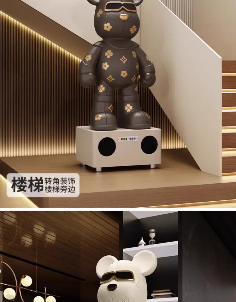 Light Luxury Large Trendy Bear-shaped Decorative Ornaments with LED Light-emitting Base, Suitable for Home Decoration Light Luxury Large Trendy Bear-shaped Decorative Ornaments with LED Light-emitting Base, Suitable for Home Decoration