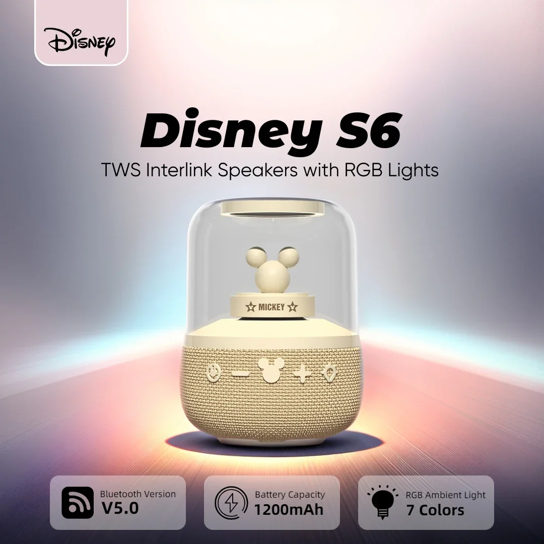 

Умная Bluetooth-Колонка Disney S6, Беспроводная колонка с объемным звуком, качественный звук Hi-Fi, для кемпинга, басов, дома