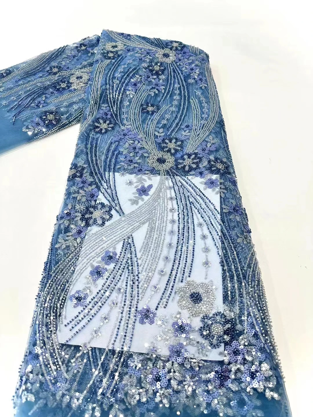 High -End French Blue Tulle Embroidery Beaded Lace Fabric African Nigerian Sequins Lace Fabric For Wedding Party Christmas Dress
High -End French Blue Tulle Embroidery Beaded Lace Fabric African Nigerian Sequins Lace Fabric For Wedding Party Christmas Dress