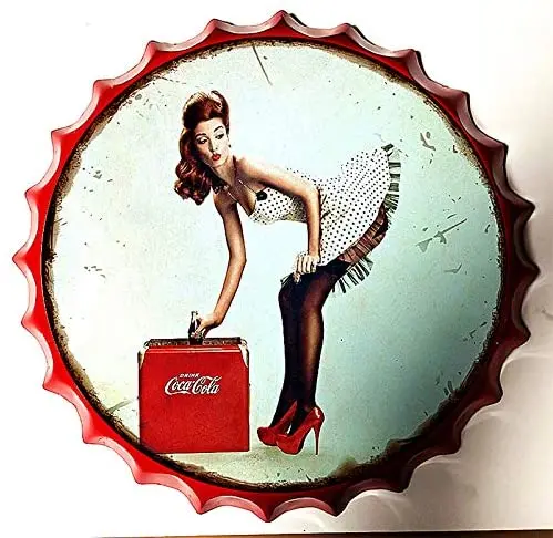 

Royal Tin Sign Bottle Cap Metal Tin Sign Cold Cola Soda Drink Diameter inches, Round Metal Signs for Home and Kitchen