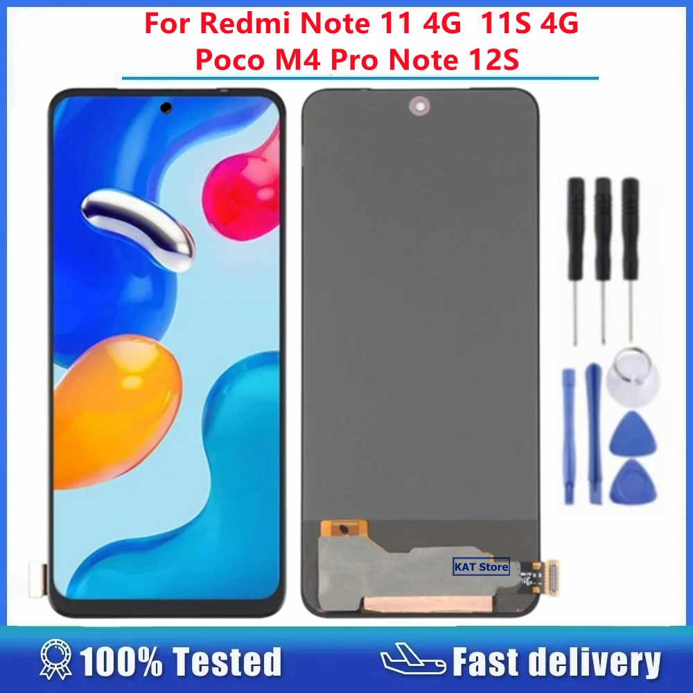 

OLED For Xiaomi Redmi Note 11 Note 11S 4G Poco M4 Pro 4G Note 12S LCD Digitizer Full Assembly