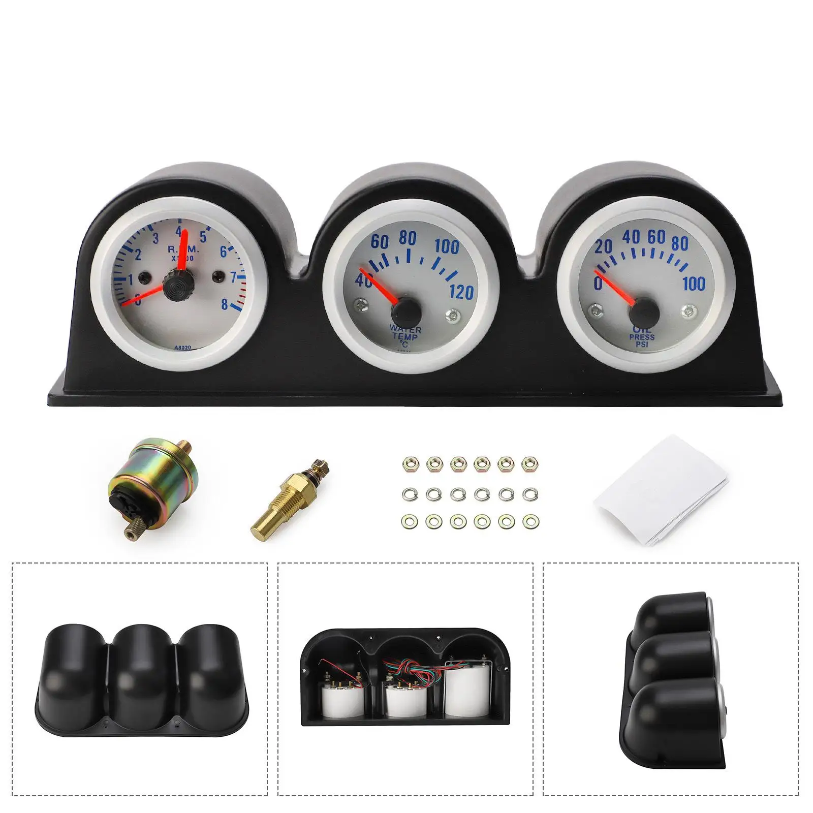 

Automobile Retrofit Instrument 3 in 1 Accessories for Automotive Accessories Convenient Installation Durable Replacement