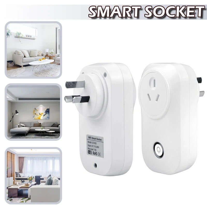 

2200W 10A Wi-Fi Smart Socket On/Off Switch AU Plug Power Adapter USB Plugs Timer Remote Control For Home Appliance