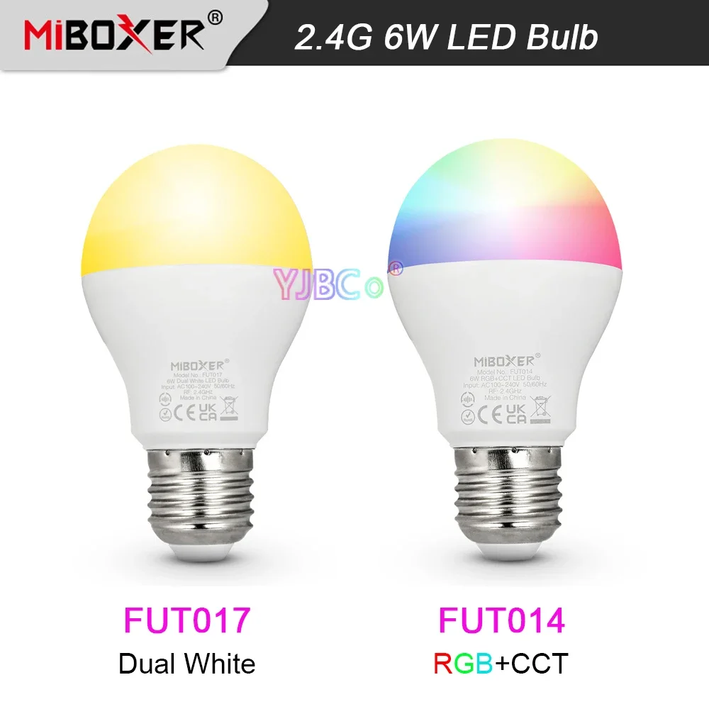 

Miboxer CCT 6W Dual White E27 LED Bulb indoor light E27 6W RGB+CCT Smart led Spotlight 2.4G RF Remote control 110V 220V AC