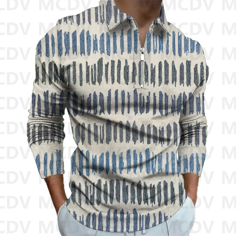 Retro Stripe Print Men's Long Sleeve Zipper Polo Shirt 3D Printed Polo Long Sleeve T Shirt Casual Tops
Retro Stripe Print Men's Long Sleeve Zipper Polo Shirt 3D Printed Polo Long Sleeve T Shirt Casual Tops
