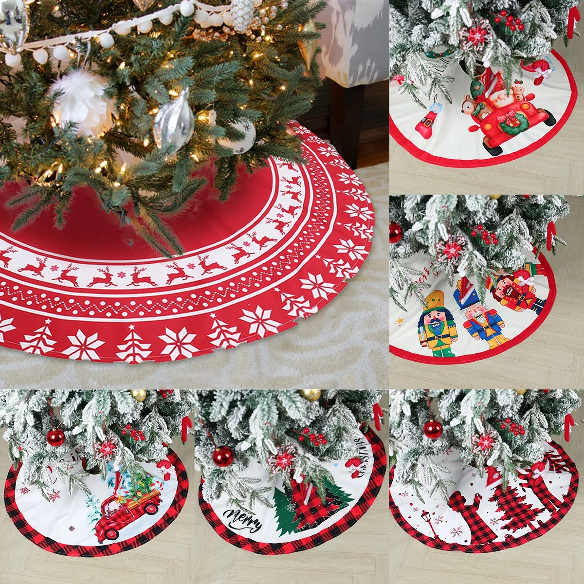 

1PC 90cm Christmas Tree Skirt Santa Claus Snowflake Xmas Tree Carpet Merry Christmas Decor For Home Navidad Noel New Year 2024