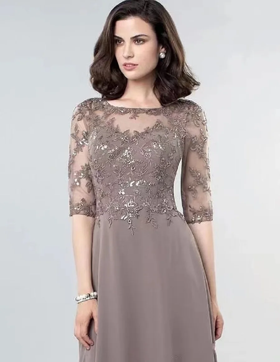Elegant Khaki Applique Ceremony Evening Dresses Half Sleeves Chiffon Shiny Sequined Lace Banquet Formal Party Prom Gowns New 
Elegant Khaki Applique Ceremony Evening Dresses Half Sleeves Chiffon Shiny Sequined Lace Banquet Formal Party Prom Gowns New