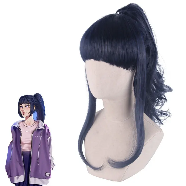 

Anime Hyuga Hinata Ponytail Hair Neat Bang Cosplay Wig Costumes Halloween Party Costume Role Play Wigs Accessories