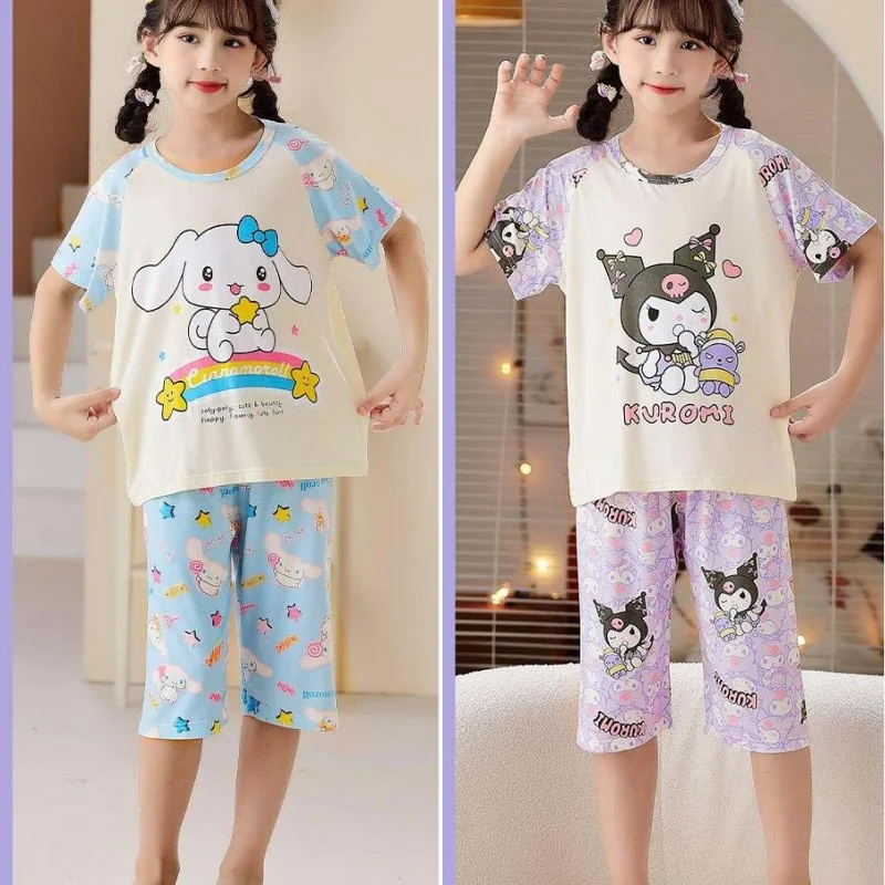 Sanrios My Melody Cinnamoroll Kuromi аниме Kawaii детские пижамы Летняя Детская домашняя одежда с коротким рукавом для мальчиков и девочек пижамы Новинка
Sanrios My Melody Cinnamoroll Kuromi аниме Kawaii детские пижамы Летняя Детская домашняя одежда с коротким рукавом для мальчиков и девочек пижамы Новинка