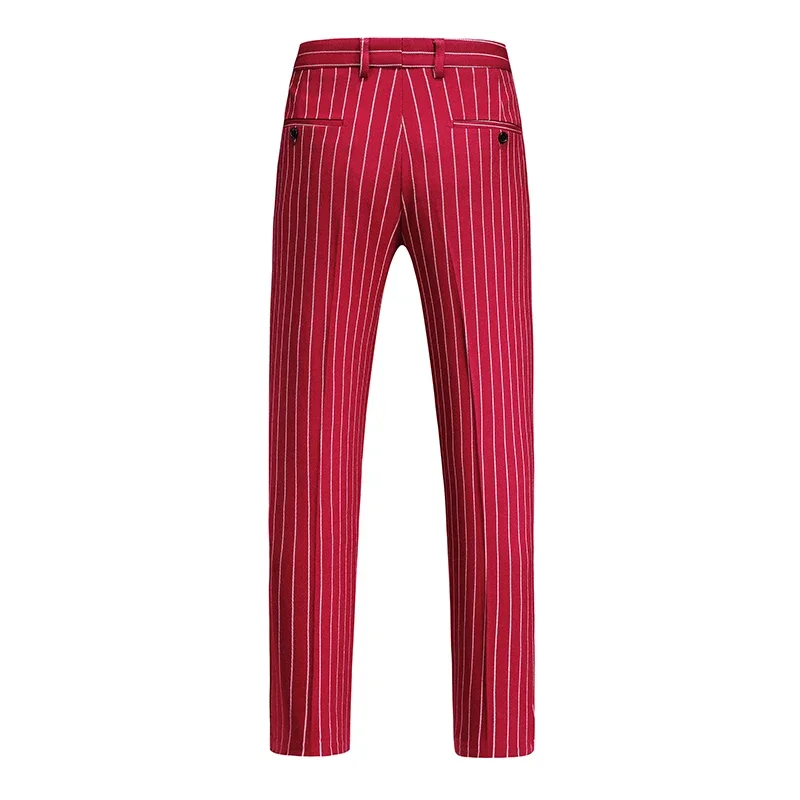 Fashion Men Double Breasted Striped Suit 2 Piece Black / Wine Red Homme Business Social Wedding Party Blazers and Trousers 222 S811b662168f244abb42225135217d754z
