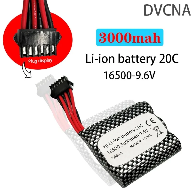 

16500 9.6V 3000mAh lithium battery pack S911 S912 9115 9116 high-speed RC car battery+door-to-door delivery