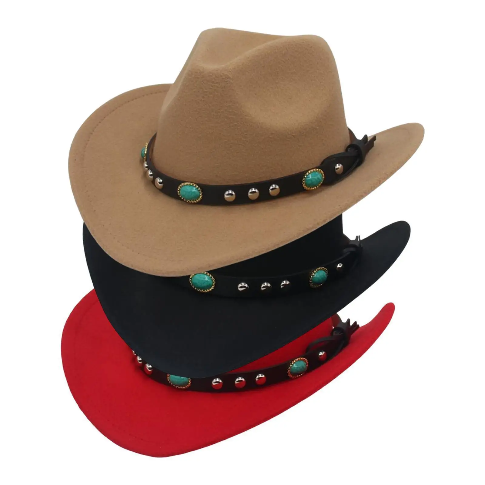 

New Vintage Western Cowboy Hat With Belt Men Women Wide Brim Jazz Hat Elegant Cowgirl Sombrero Caps Outdoor Hiking Anti UV Hat