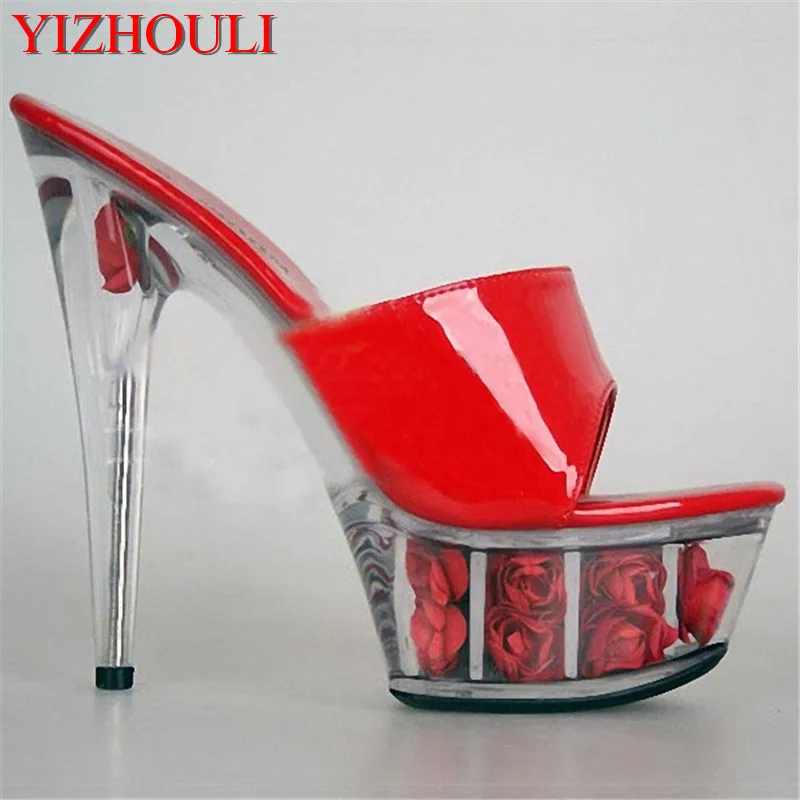 15cm Crystal High Heels, Stage Sandals/Transparent Platform Rose Decorative Shoes, Banquet Stage dance shoes
15cm Crystal High Heels, Stage Sandals/Transparent Platform Rose Decorative Shoes, Banquet Stage dance shoes